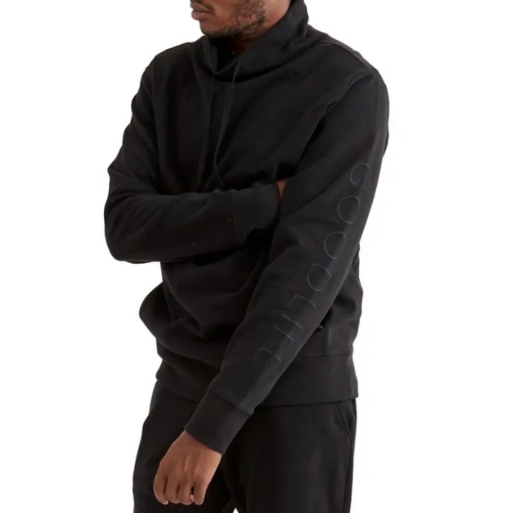 GOODLIFE Sueded Fleece Funnel Neck Pullover In Black Small